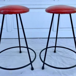 Pair Of 1960's Mid-Century Modern Iron Bar Stools -chairish shop pair of 1960s mid century modern iron bar stools 6162 scaled