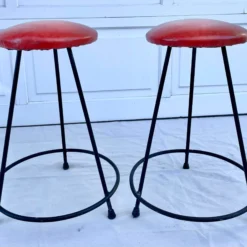 Pair Of 1960's Mid-Century Modern Iron Bar Stools -chairish shop pair of 1960s mid century modern iron bar stools 9963 scaled