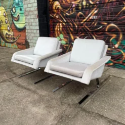 Pair Of 1980’s Chrome Base Lounge Chairs Cantilevered -chairish shop pair of 1980s chrome base lounge chairs cantilevered 0769 scaled