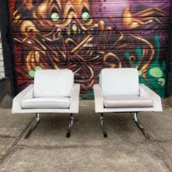 Pair Of 1980’s Chrome Base Lounge Chairs Cantilevered -chairish shop pair of 1980s chrome base lounge chairs cantilevered 2250 scaled