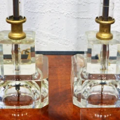 Pair Of Cut And Etched Crystal Art Deco Style Table Lamps, 1930's -chairish shop pair of cut and etched crystal art deco style table lamps 1930s 5025 scaled