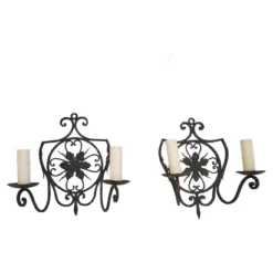 Pair Of French 1920's Wrought Iron Sconces -chairish shop pair of french 1920s wrought iron sconces 3706