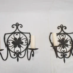 Pair Of French 1920's Wrought Iron Sconces -chairish shop pair of french 1920s wrought iron sconces 3895