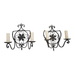Pair Of French 1920's Wrought Iron Sconces