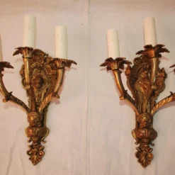 Pair Of French 1940's Brass Sconces With Cupids -chairish shop pair of french 1940s brass sconces with cupids 2349