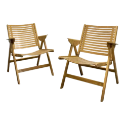 Pair Of Mid Century Modern "Rex" Folding Lounge Chairs Designed By Niko Kralj, C. 1960's
