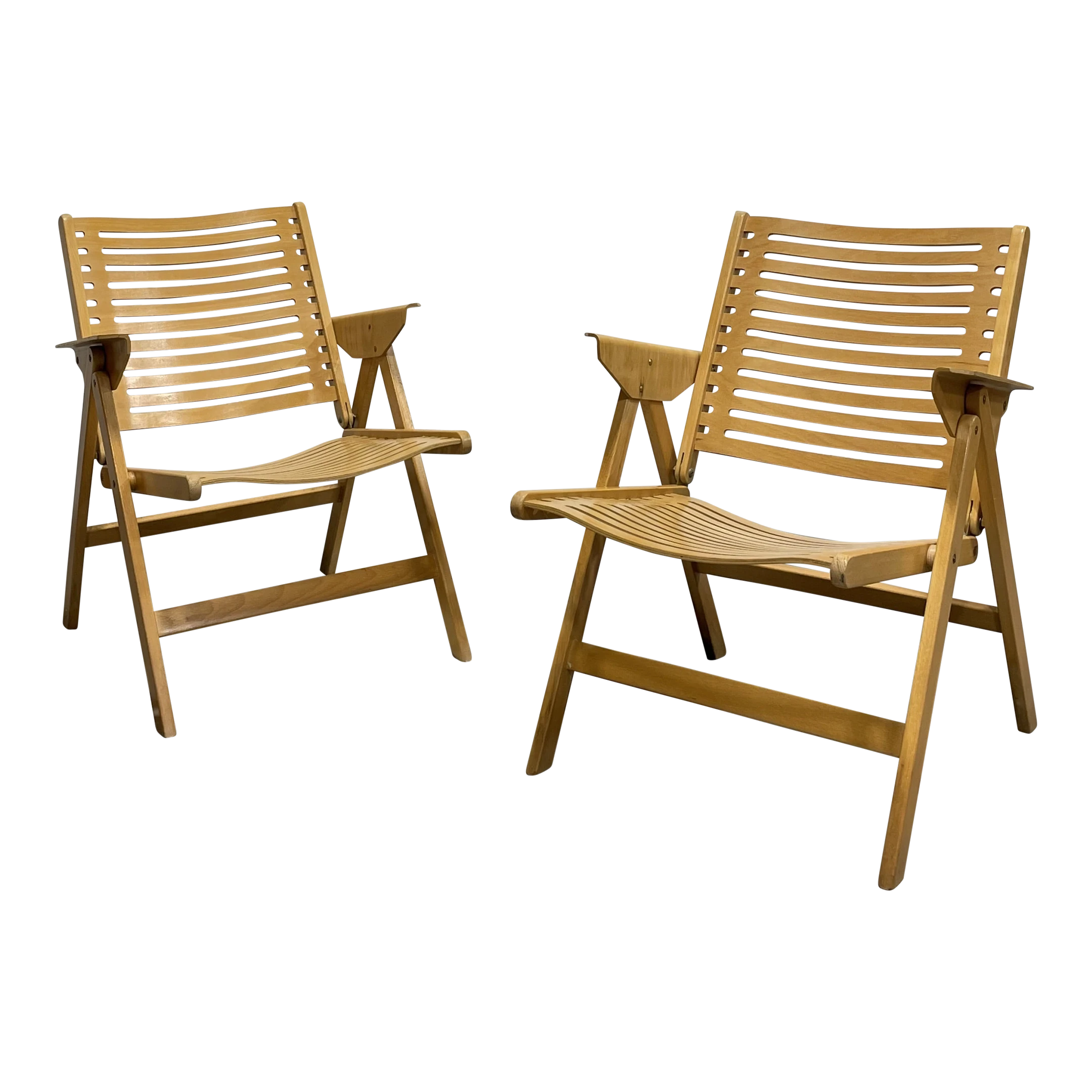 Pair Of Mid Century Modern "Rex" Folding Lounge Chairs Designed By Niko Kralj, C. 1960's 1 Pair Of Mid Century Modern "Rex" Folding Lounge Chairs Designed By Niko Kralj, C. 1960's