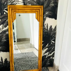 Pair Of Pagoda Bamboo Mirrors In Wood And Resin, C. 1970's -chairish shop pair of pagoda bamboo mirrors in wood and resin c 1970s 4733 scaled