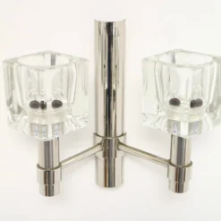 Pair Of Peill & Putzler Chrome Cube Glass Appliqués / Sconces 70's -chairish shop pair of peill and putzler chrome cube glass appliques sconces 70s 0713 scaled