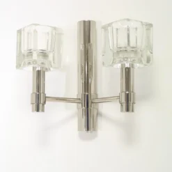 Pair Of Peill & Putzler Chrome Cube Glass Appliqués / Sconces 70's -chairish shop pair of peill and putzler chrome cube glass appliques sconces 70s 2815 scaled