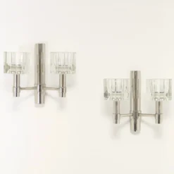 Pair Of Peill & Putzler Chrome Cube Glass Appliqués / Sconces 70's -chairish shop pair of peill and putzler chrome cube glass appliques sconces 70s 3617 scaled