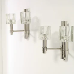 Pair Of Peill & Putzler Chrome Cube Glass Appliqués / Sconces 70's -chairish shop pair of peill and putzler chrome cube glass appliques sconces 70s 7444 scaled