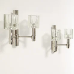 Pair Of Peill & Putzler Chrome Cube Glass Appliqués / Sconces 70's -chairish shop pair of peill and putzler chrome cube glass appliques sconces 70s 9869 scaled