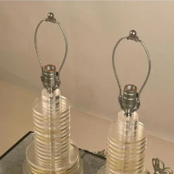 Pair Of Sculptural 70's Clear And Tinted Lucite Disc Lamps -chairish shop pair of sculptural 70s clear and tinted lucite disc lamps 0176