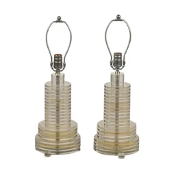 Pair Of Sculptural 70's Clear And Tinted Lucite Disc Lamps -chairish shop pair of sculptural 70s clear and tinted lucite disc lamps 0217