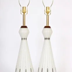 Pair Of White Glass Table Lamps With Sterling Silver Overlay, 1950's -chairish shop pair of white glass table lamps with sterling silver overlay 1950s 2369 scaled