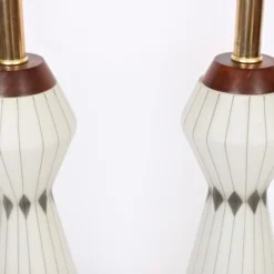 Pair Of White Glass Table Lamps With Sterling Silver Overlay, 1950's -chairish shop pair of white glass table lamps with sterling silver overlay 1950s 8393 scaled