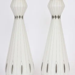 Pair Of White Glass Table Lamps With Sterling Silver Overlay, 1950's -chairish shop pair of white glass table lamps with sterling silver overlay 1950s 9267 scaled