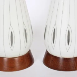 Pair Of White Glass Table Lamps With Sterling Silver Overlay, 1950's -chairish shop pair of white glass table lamps with sterling silver overlay 1950s 9420 scaled