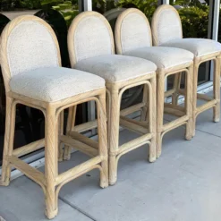 Pencil Reed Art Deco Style Bar Stools From 80's/Set Of 4 -chairish shop pencil reed art deco style bar stools from 80sset of 4 8383