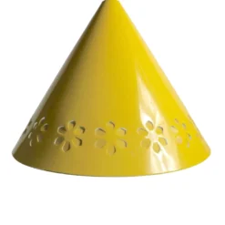 Perforated Floral Yellow Enamel Cone Fixture Ca. 1970's -chairish shop perforated floral yellow enamel cone fixture ca 1970s 1166