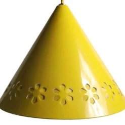 Perforated Floral Yellow Enamel Cone Fixture Ca. 1970's -chairish shop perforated floral yellow enamel cone fixture ca 1970s 1339
