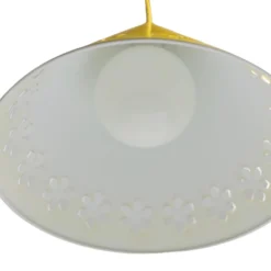 Perforated Floral Yellow Enamel Cone Fixture Ca. 1970's -chairish shop perforated floral yellow enamel cone fixture ca 1970s 6292