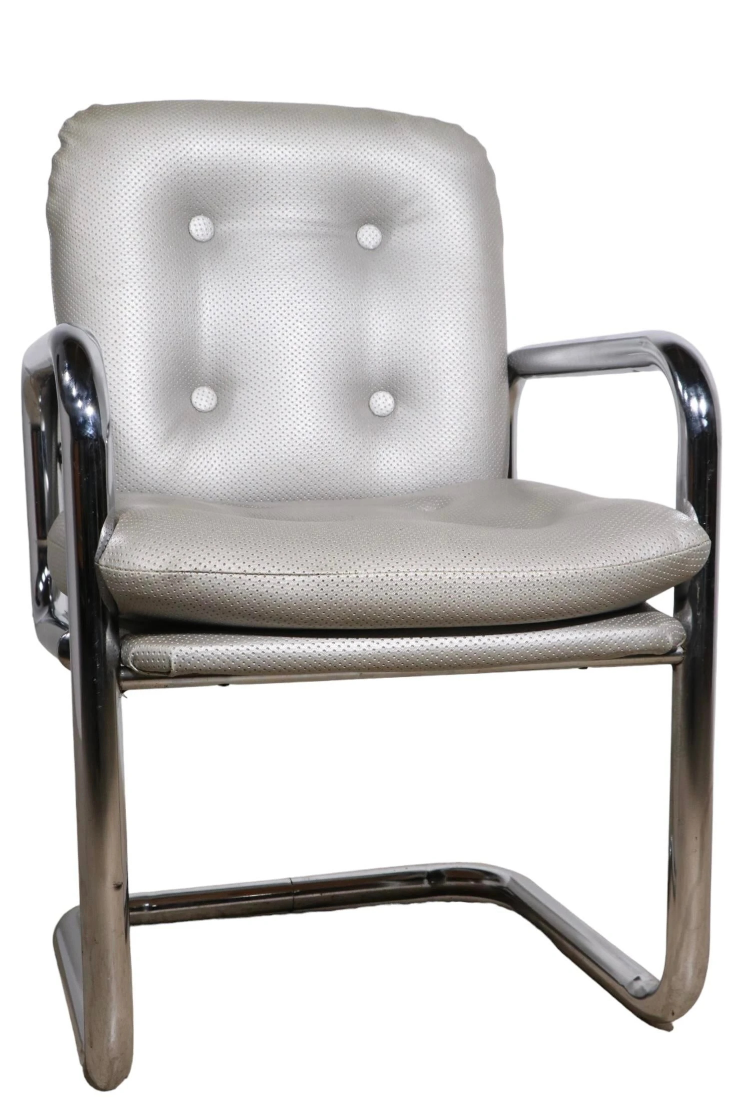 Post Modern Tubular Chrome Arm Chair After John Maschroni Ca. 1960 - 1970's 3 Post Modern Tubular Chrome Arm Chair After John Maschroni Ca. 1960 - 1970's - Image 3