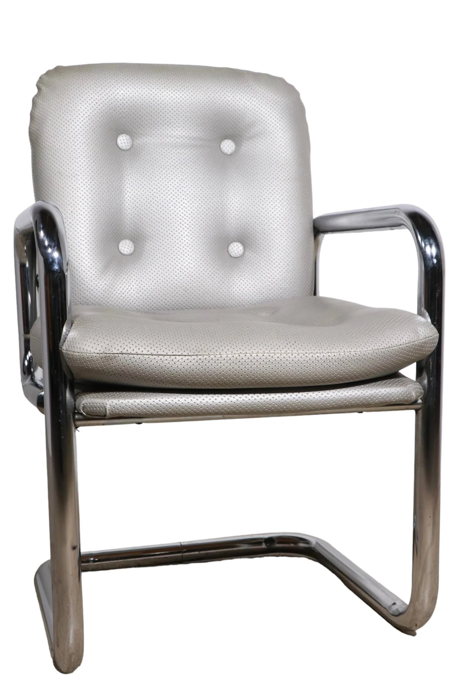 Post Modern Tubular Chrome Arm Chair After John Maschroni Ca. 1960 - 1970's 2 Post Modern Tubular Chrome Arm Chair After John Maschroni Ca. 1960 - 1970's - Image 2