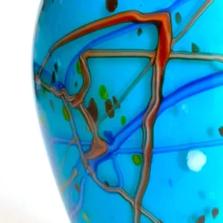 Postmodern Vintage 1990's Hand Blown Studio Art Glass Aqua Blue Abstract Contemporary Flower Vase 18 Postmodern Vintage 1990's Hand Blown Studio Art Glass Aqua Blue Abstract Contemporary Flower Vase -chairish shop postmodern vintage 1990s hand blown studio art glass aqua blue abstract contemporary flower vase 3030 scaled