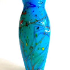 Postmodern Vintage 1990's Hand Blown Studio Art Glass Aqua Blue Abstract Contemporary Flower Vase 17 Postmodern Vintage 1990's Hand Blown Studio Art Glass Aqua Blue Abstract Contemporary Flower Vase -chairish shop postmodern vintage 1990s hand blown studio art glass aqua blue abstract contemporary flower vase 5231 scaled