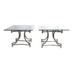 Pr. Chrome And Glass Side End Tables Ca. 1970's After Baughman
