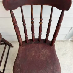 Primitive Rustic Farmhouse Slant Back Plank Seat Antique Pine Chairs, A Pair, Circa 1850's -chairish shop primitive rustic farmhouse slant back plank seat antique pine chairs a pair circa 1850s 1318 scaled