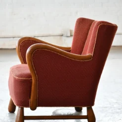 Rare Danish Easy Lounge Chair In Mahogany Attributed To Otto Færge, 1940's -chairish shop rare danish easy lounge chair in mahogany attributed to otto frge 1940s 9192
