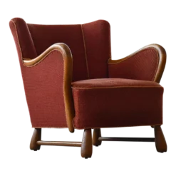 Rare Danish Easy Lounge Chair In Mahogany Attributed To Otto Færge, 1940's