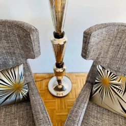 Renzo Zavanella Attributed 1950's Pair Of Wingback Armchairs Newly Reupholstered In Tweed -chairish shop renzo zavanella attributed 1950s pair of wingback armchairs newly reupholstered in tweed 5526 scaled