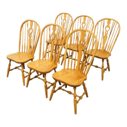 Set Of 6 S. Bent Bros. Solid Oak Country French Windsor Dining Chairs 676 923 793