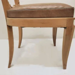 Set Of Six 1940's Dining Chairs In Beech With Nickel Detail, Attributed To Rene Prou -chairish shop set of six 1940s dining chairs in beech with nickel detail attributed to rene prou 0258 scaled