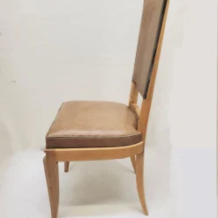 Set Of Six 1940's Dining Chairs In Beech With Nickel Detail, Attributed To Rene Prou -chairish shop set of six 1940s dining chairs in beech with nickel detail attributed to rene prou 0339 scaled