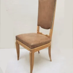 Set Of Six 1940's Dining Chairs In Beech With Nickel Detail, Attributed To Rene Prou -chairish shop set of six 1940s dining chairs in beech with nickel detail attributed to rene prou 6183 scaled