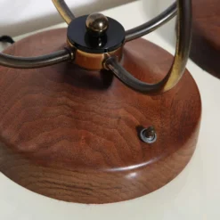 Tall Brass, Walnut & Lucite "Scroll" Style Table Lamps, 1950's - A Pair -chairish shop tall brass walnut and lucite scroll style table lamps 1950s a pair 5331