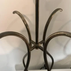 Tall Brass, Walnut & Lucite "Scroll" Style Table Lamps, 1950's - A Pair -chairish shop tall brass walnut and lucite scroll style table lamps 1950s a pair 6840 scaled