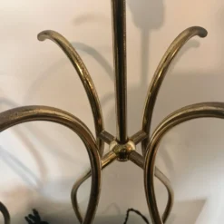 Tall Brass, Walnut & Lucite "Scroll" Style Table Lamps, 1950's - A Pair -chairish shop tall brass walnut and lucite scroll style table lamps 1950s a pair 9680 scaled