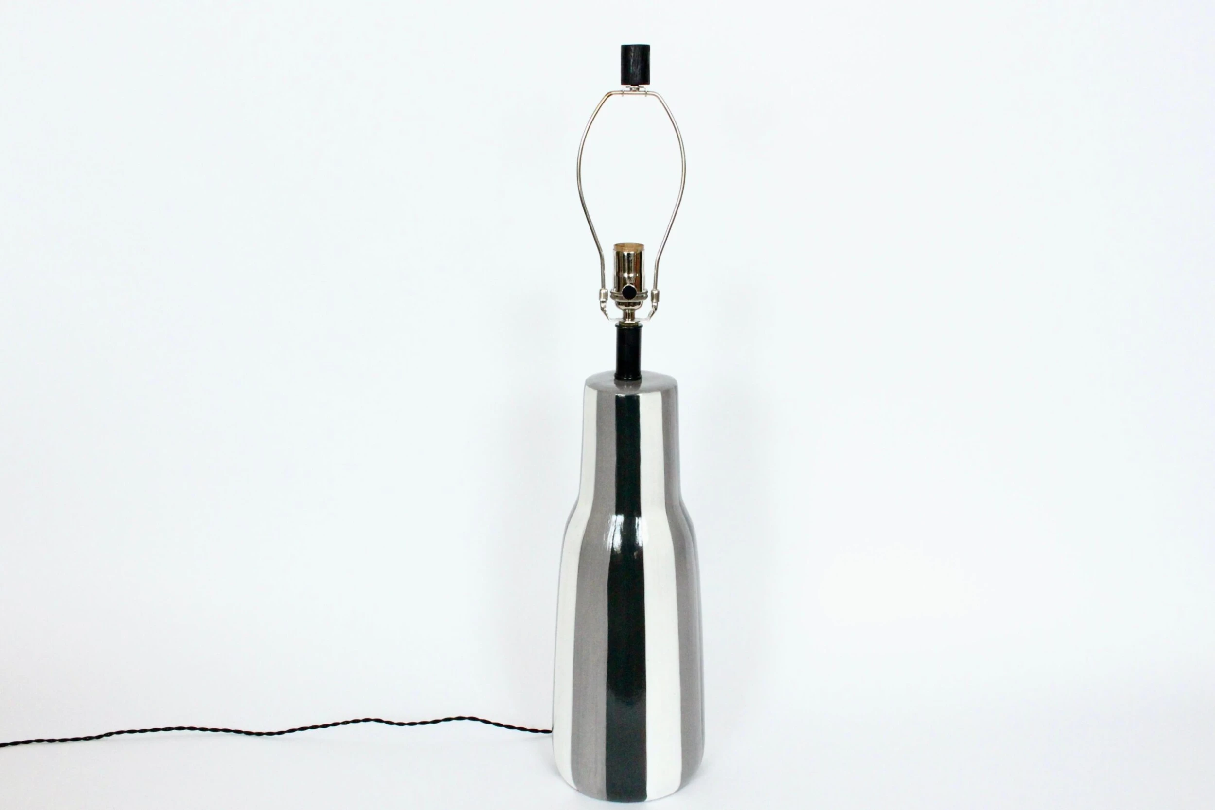 Tall Design-Technics Black, White & Gray Pottery Table Lamp, 1950's 7 Tall Design-Technics Black, White & Gray Pottery Table Lamp, 1950's - Image 7