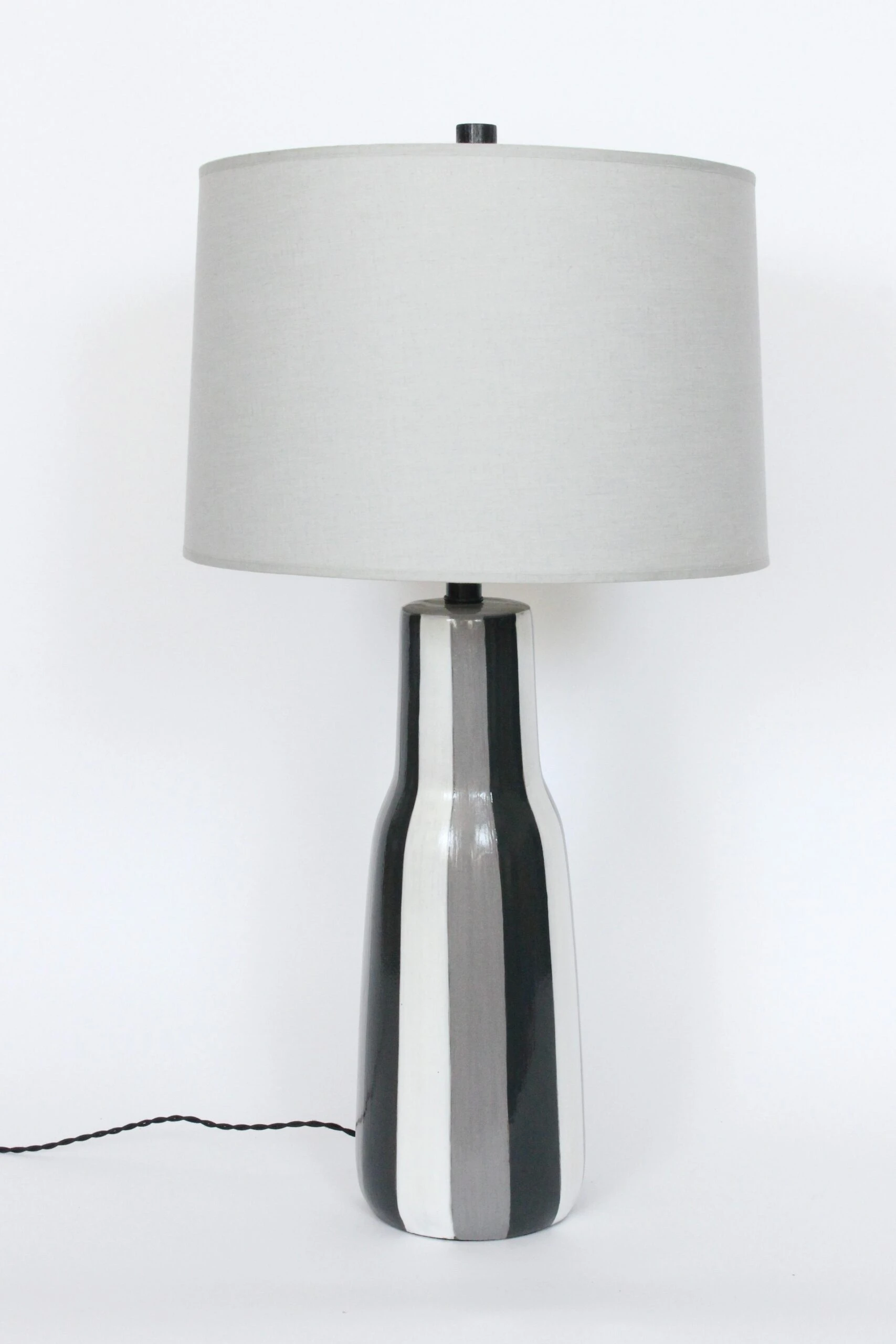 Tall Design-Technics Black, White & Gray Pottery Table Lamp, 1950's 3 Tall Design-Technics Black, White & Gray Pottery Table Lamp, 1950's - Image 3
