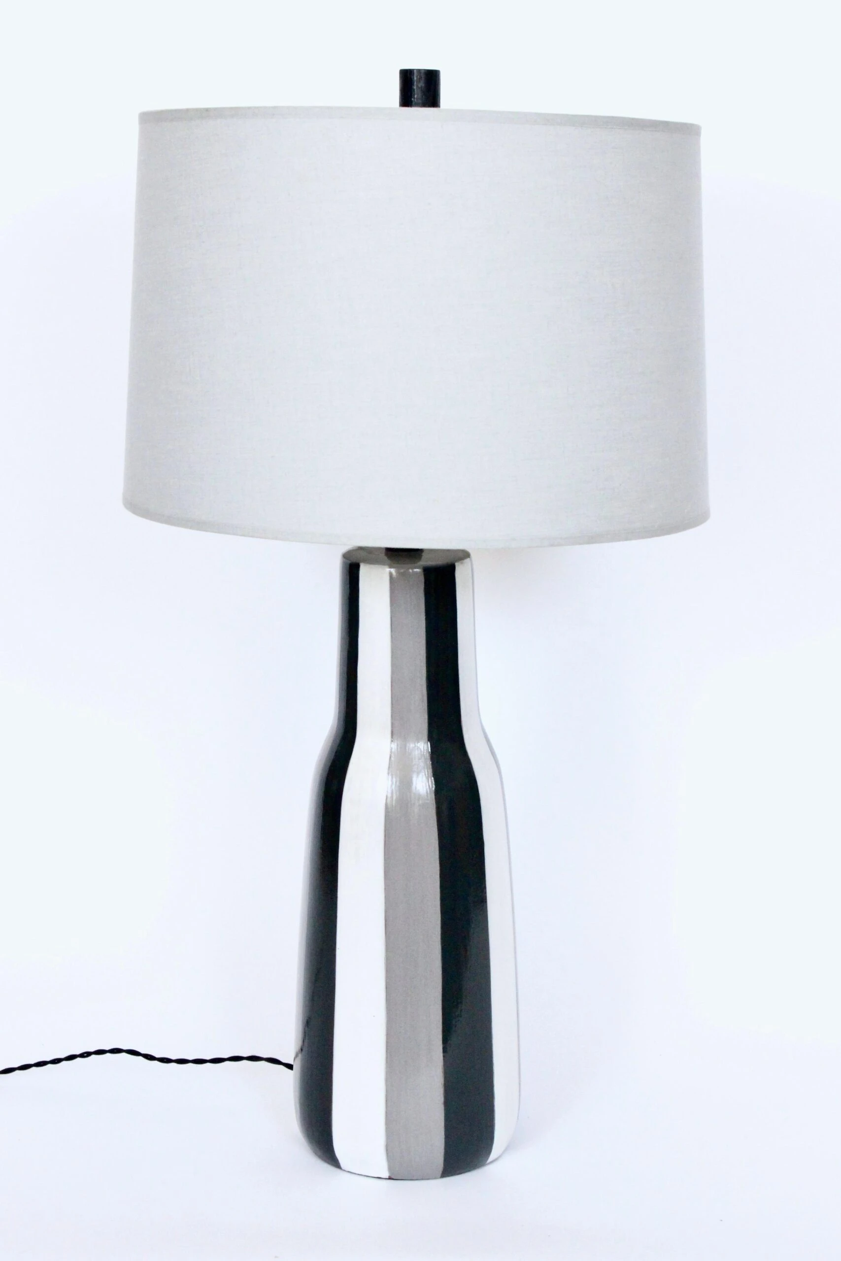 Tall Design-Technics Black, White & Gray Pottery Table Lamp, 1950's 9 Tall Design-Technics Black, White & Gray Pottery Table Lamp, 1950's - Image 9