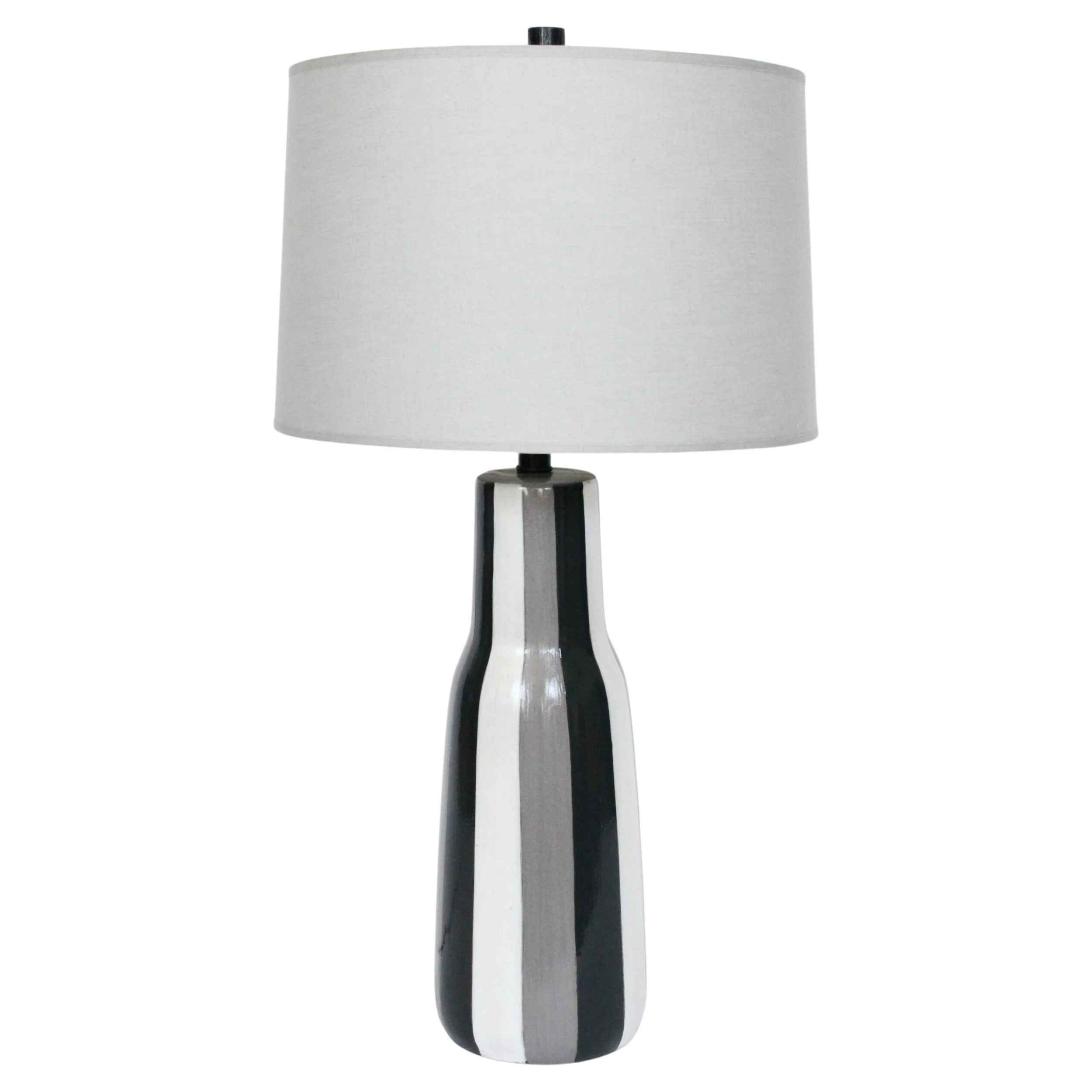 Tall Design-Technics Black, White & Gray Pottery Table Lamp, 1950's 2 Tall Design-Technics Black, White & Gray Pottery Table Lamp, 1950's - Image 2