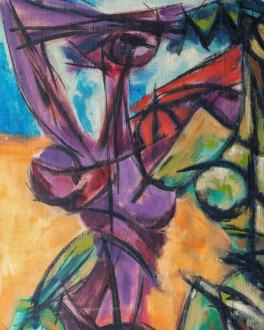 Trio Of Cubist Figures 1960/70's Framed, Acrylic On Canvas, Signed 2 Trio Of Cubist Figures 1960/70's Framed, Acrylic On Canvas, Signed - Image 2