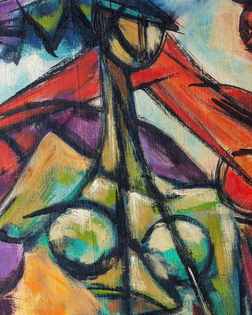 Trio Of Cubist Figures 1960/70's Framed, Acrylic On Canvas, Signed 3 Trio Of Cubist Figures 1960/70's Framed, Acrylic On Canvas, Signed - Image 3