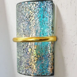 Twelve Limited Edition Sconces W/ Crackled Iridescent Glass, 1990's. -chairish shop twelve limited edition sconces w crackled iridescent glass 1990s 3844